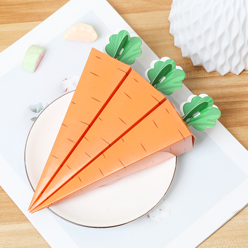 Food Snacks For Kids Party - 10Pcs Creative Carrot Paper Candy Box