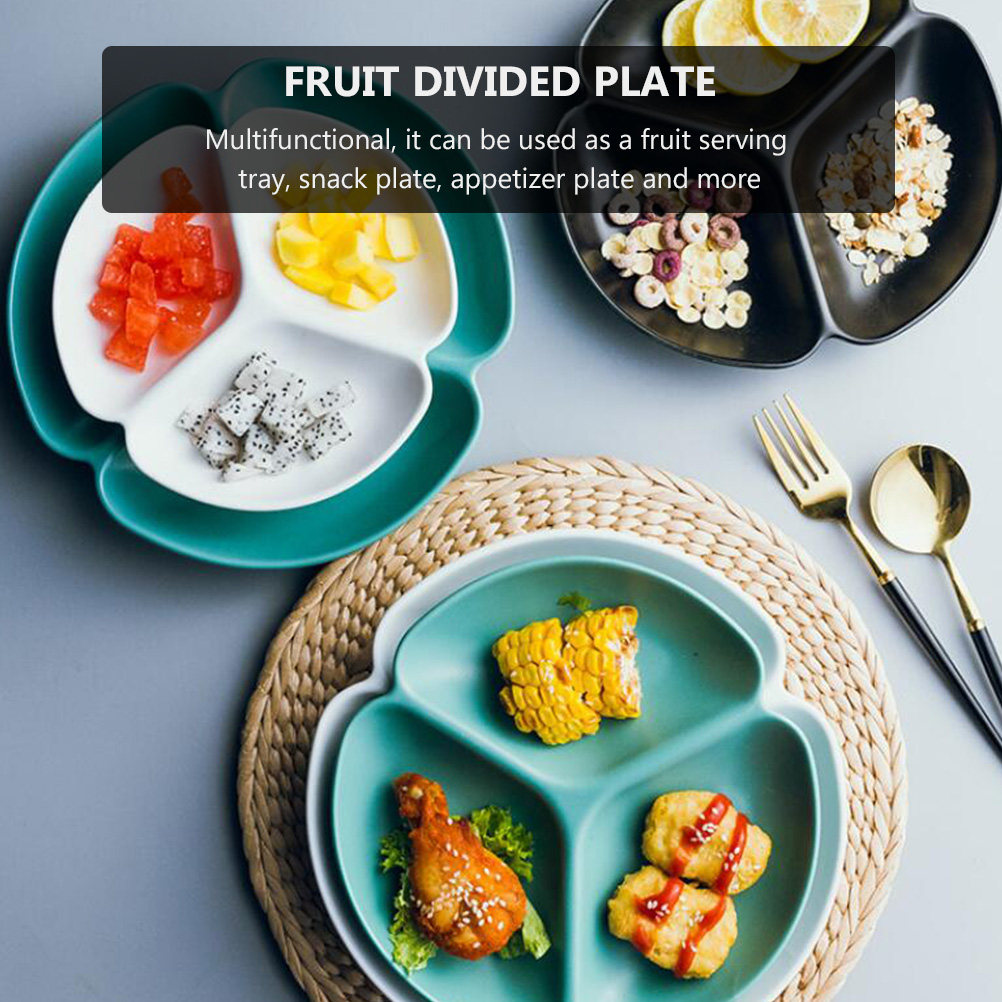 Food Snacks For Picnic - 1Pcs Ceramic Divided Serving Plate 3-Section