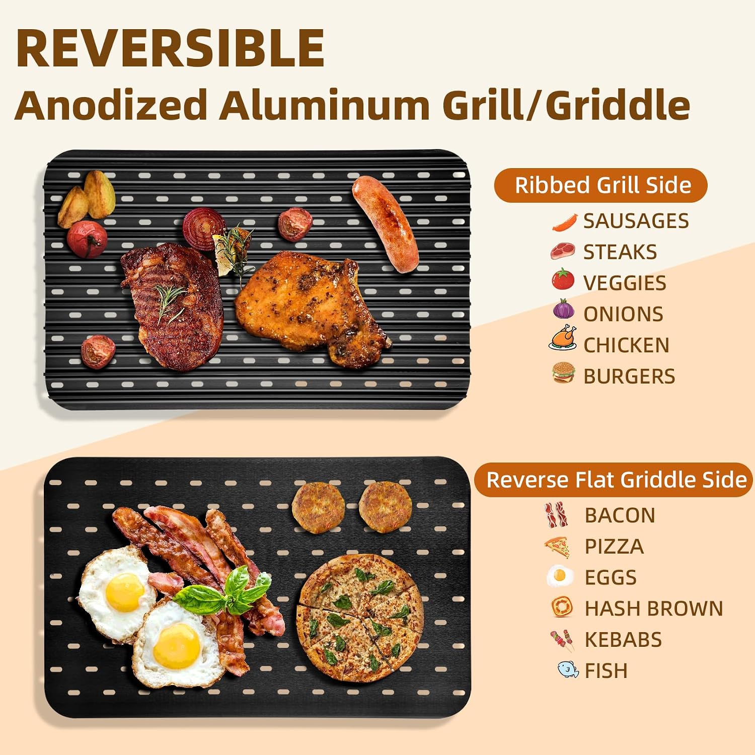 18.25'' x 11.5'' Reversible Al - Foods X ulasan dan harga
