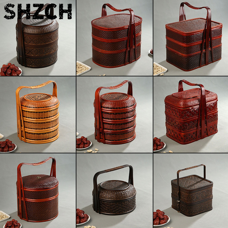 Bamboo Picnic Basket with Lid  - Food Snacks Hamper ulasan dan harga