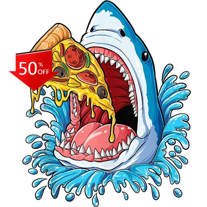 Shark Eating Pizza Sticker Dec - Food Snacks To Eat ulasan dan harga