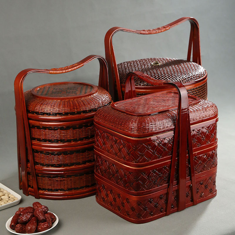 Bamboo Picnic Basket with Lid  - Food Snacks Hamper ulasan dan harga