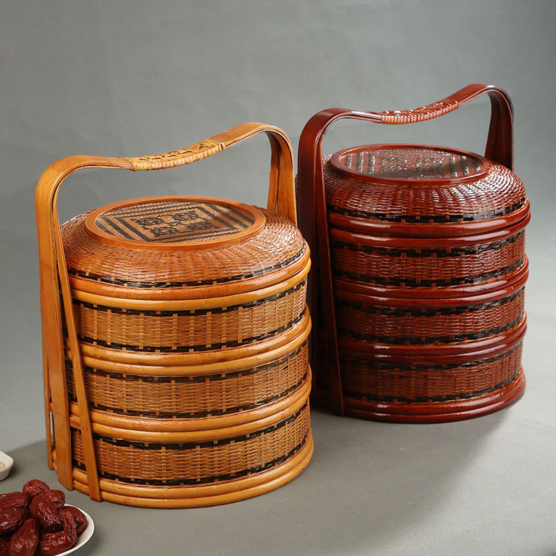 Bamboo Picnic Basket with Lid  - Food Snacks Hamper ulasan dan harga